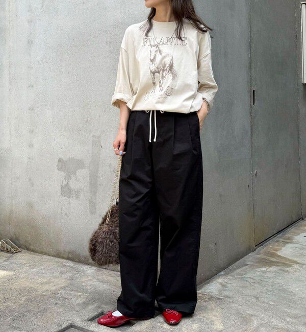 fredy emue「ホースプリント裾ドロストTシャツ」|Tシャツ・カットソー|