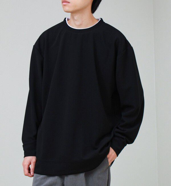 GLOSTER「【1枚で完結】カルゼジョーゼットフェイクレイヤーロングスリーブT ロンT」|Tシャツ・カットソー|ブラック