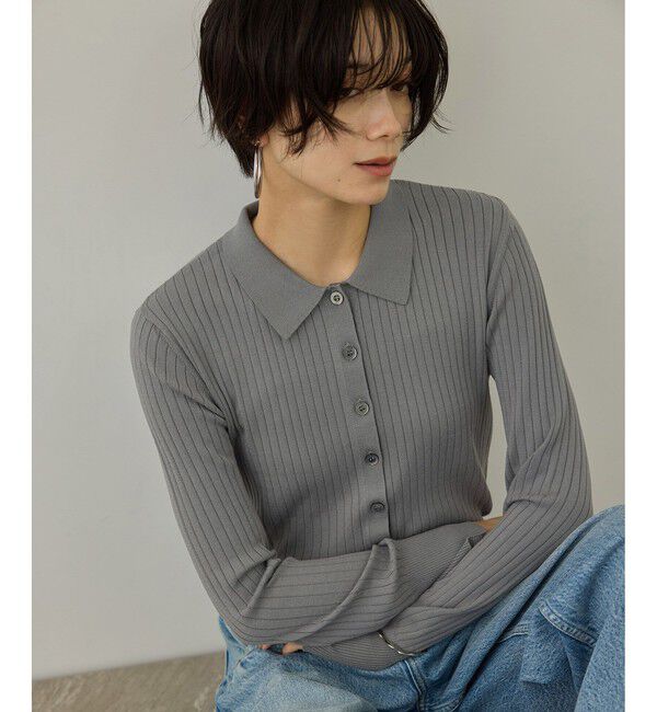 SALON adam et rope'「【WEB限定】リブポロ衿カーディガン」|カーディガン|