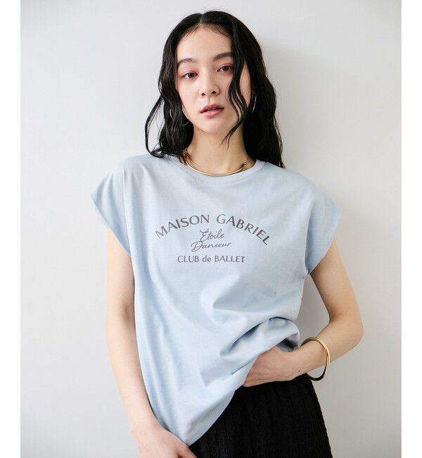 VIS「フォト＆ロゴプリントフレンチスリーブTシャツ/接触冷感」|Tシャツ・カットソー|