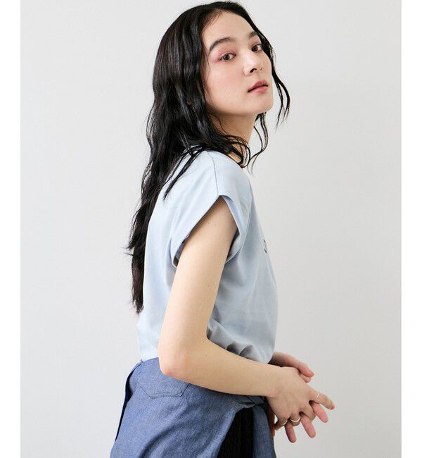 VIS「フォト＆ロゴプリントフレンチスリーブTシャツ/接触冷感」|Tシャツ・カットソー|