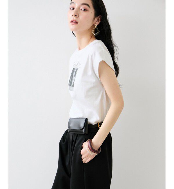 VIS「フォト＆ロゴプリントフレンチスリーブTシャツ/接触冷感」|Tシャツ・カットソー|