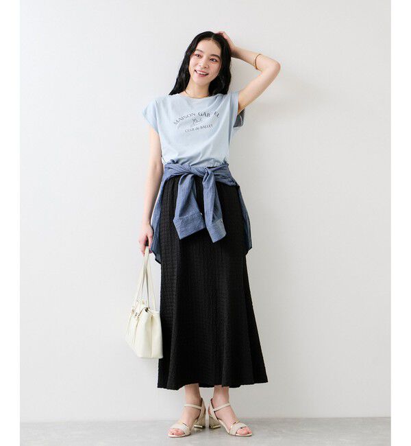 VIS「フォト＆ロゴプリントフレンチスリーブTシャツ/接触冷感」|Tシャツ・カットソー|