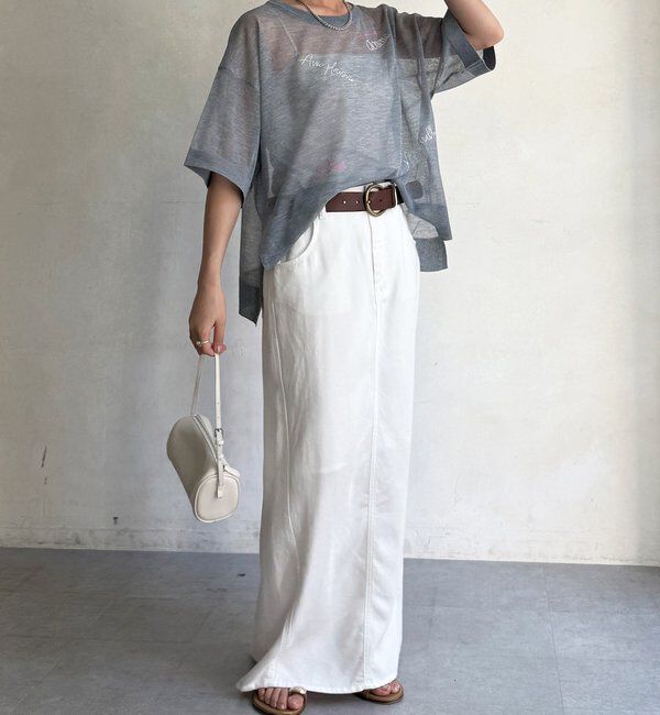  「【WEB限定】ロゴプリントシアーニットトップス」|ニット・セーター|