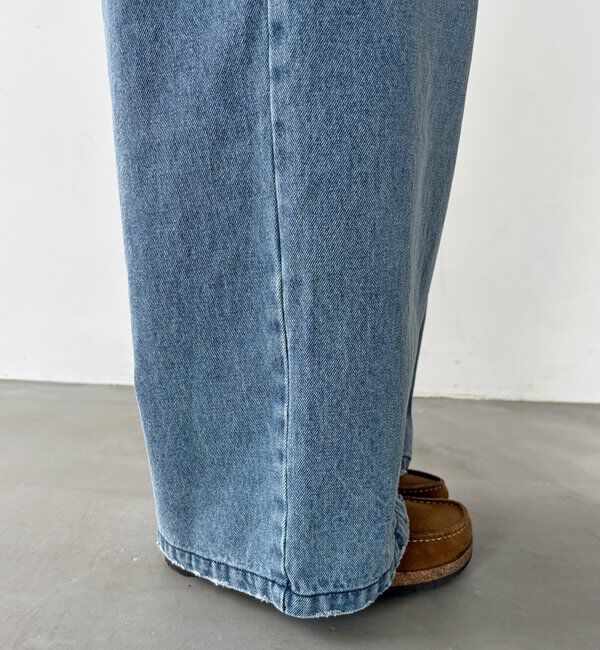  「ベルト付デニムタックパンツ」|デニム|