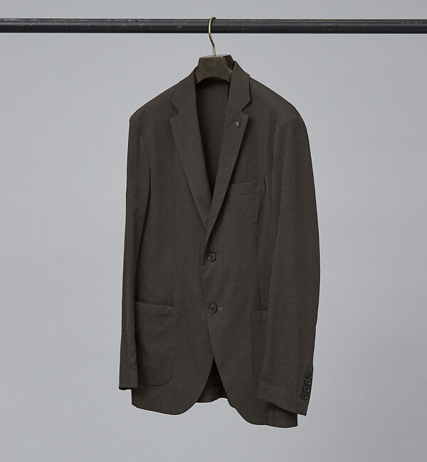ABAHOUSE「【セットアップ対応/FLEX JACKET】 PE-wrinkle ワッシャージ」|テーラードジャケット|ダークブラウン