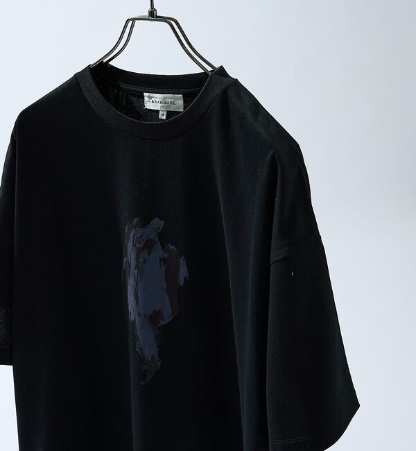 ABAHOUSE「アブストラクト グラフィック プリントTシャツ / オーバーサイズ」|Tシャツ・カットソー|ブラック