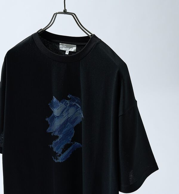ABAHOUSE「アブストラクト グラフィック プリントTシャツ / オーバーサイズ」|Tシャツ・カットソー|ブラック系その他1