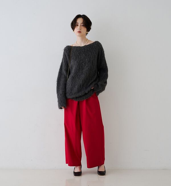 Rouge vif「【撥水加工】アシメトリーストレッチツイルタックコクーンパンツ【予約】」|その他|