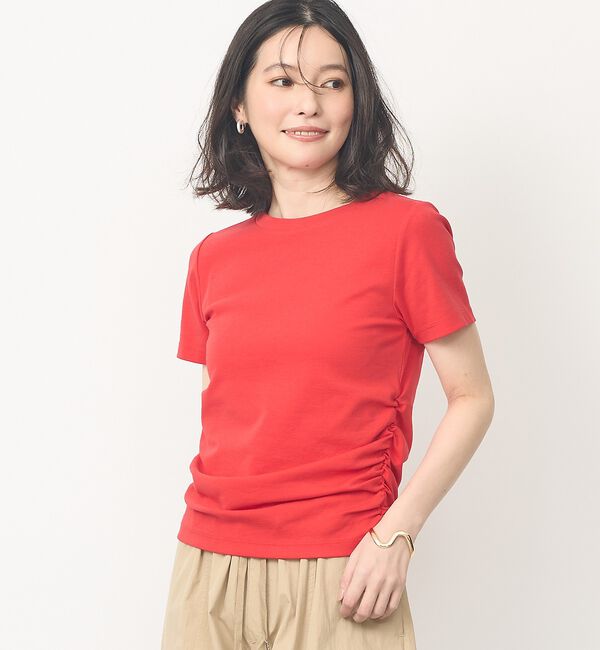 abahouse mavie「【ウエスト細見え】サイドギャザーTシャツ」|Tシャツ・カットソー|