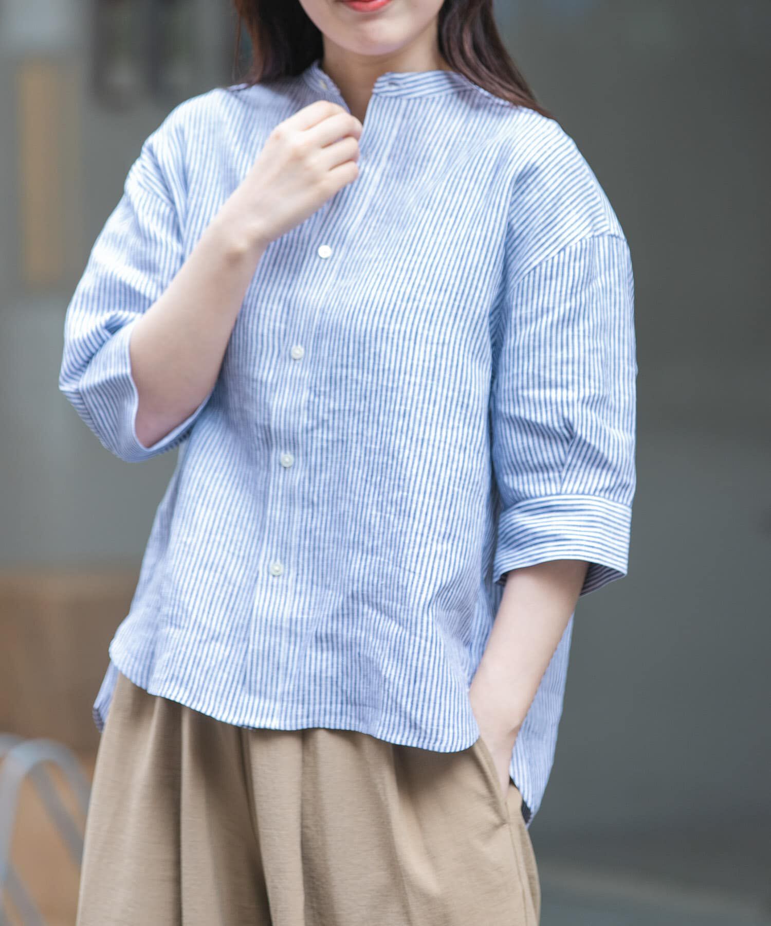 URBAN RESEARCH DOORS「FORK&SPOON　フレンチリネンショートスリーブシャツ」|シャツ・ブラウス|