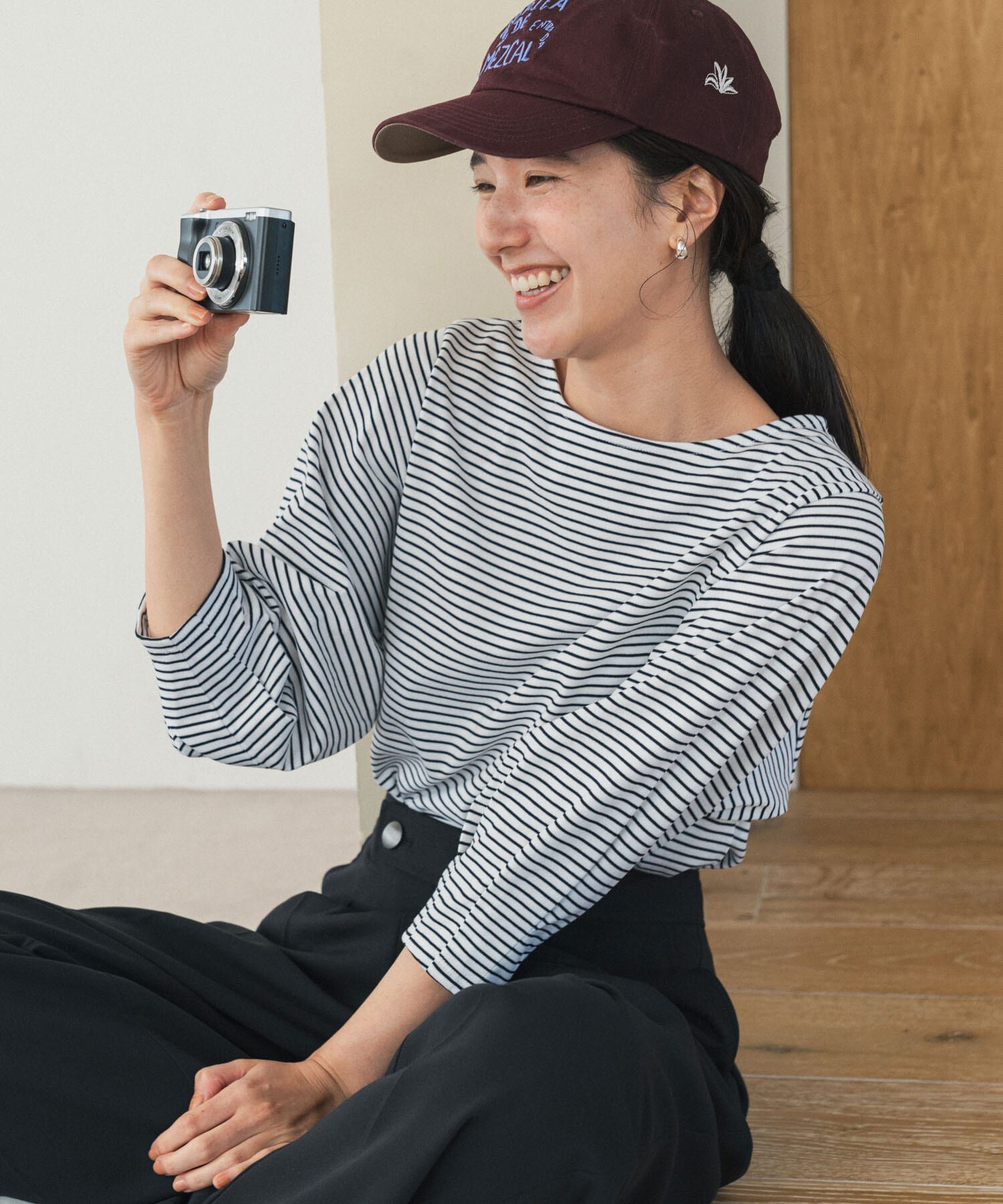 URBAN RESEARCH DOORS「タックスリーブボーダープルオーバー」|Tシャツ・カットソー|ホワイト系その他