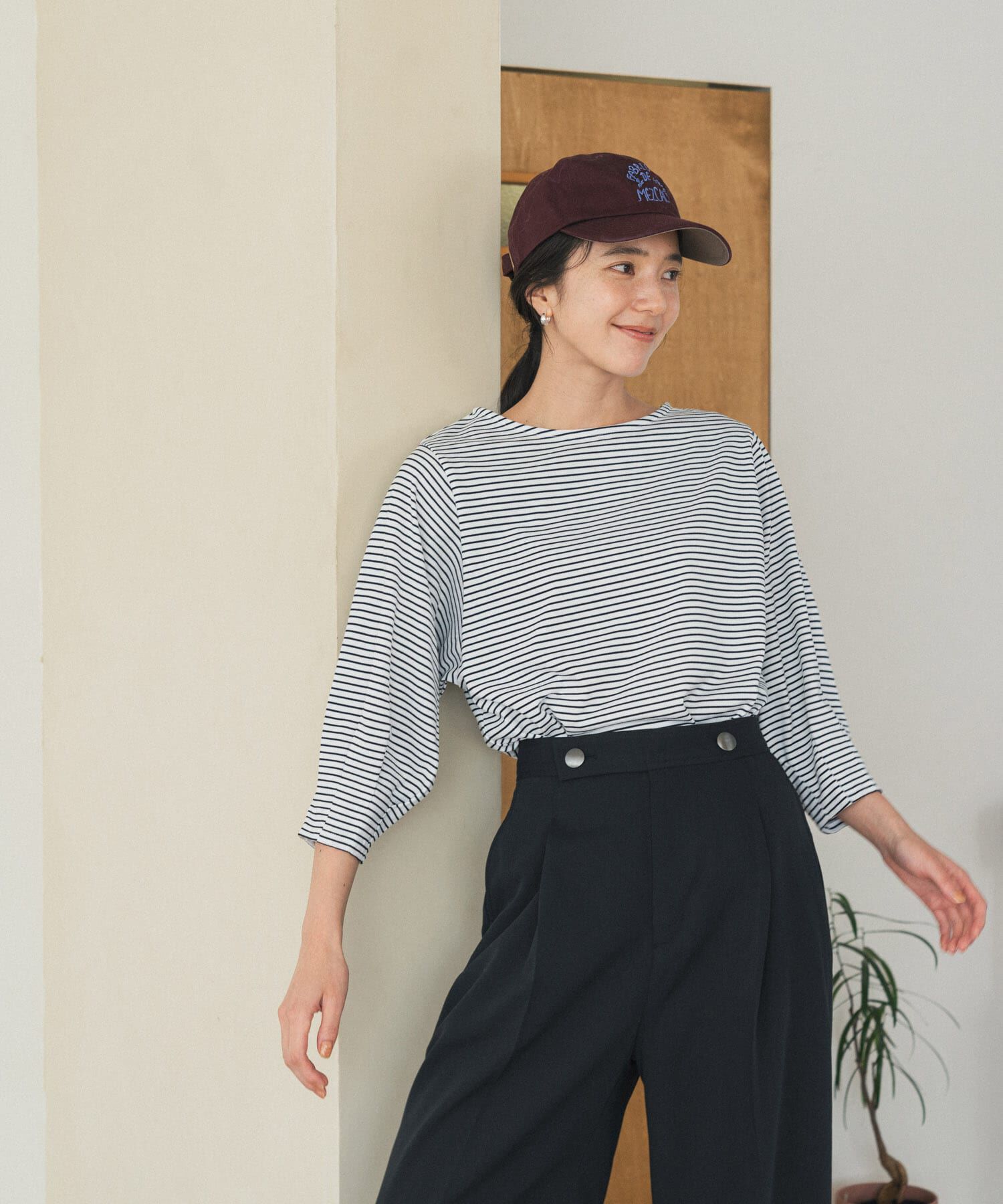 URBAN RESEARCH DOORS「タックスリーブボーダープルオーバー」|Tシャツ・カットソー|