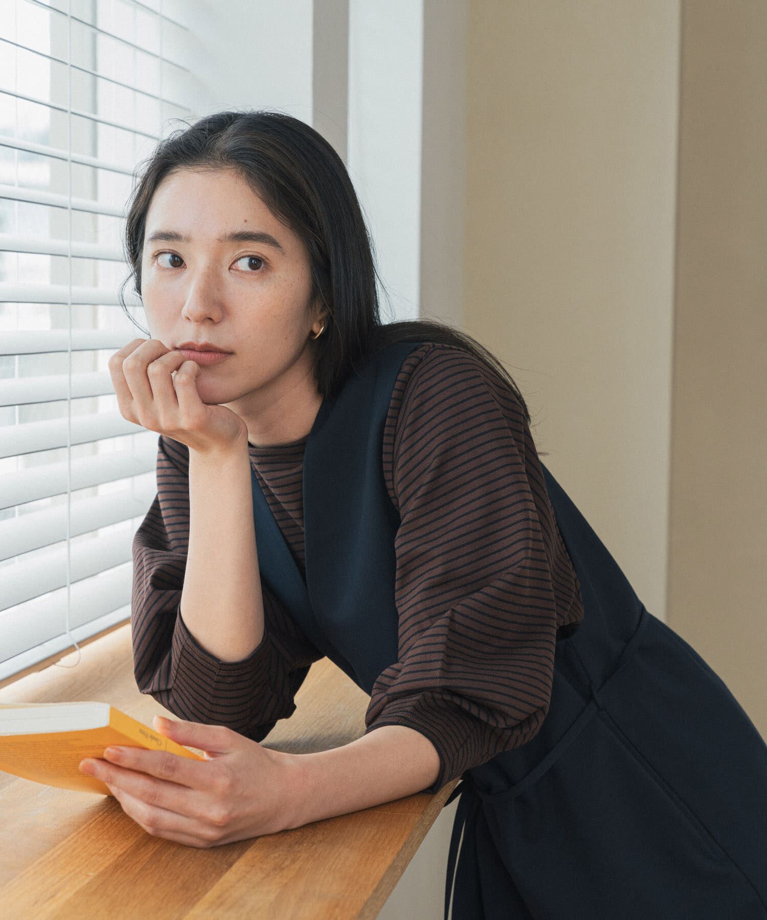 URBAN RESEARCH DOORS「タックスリーブボーダープルオーバー」|Tシャツ・カットソー|ブラウン系その他
