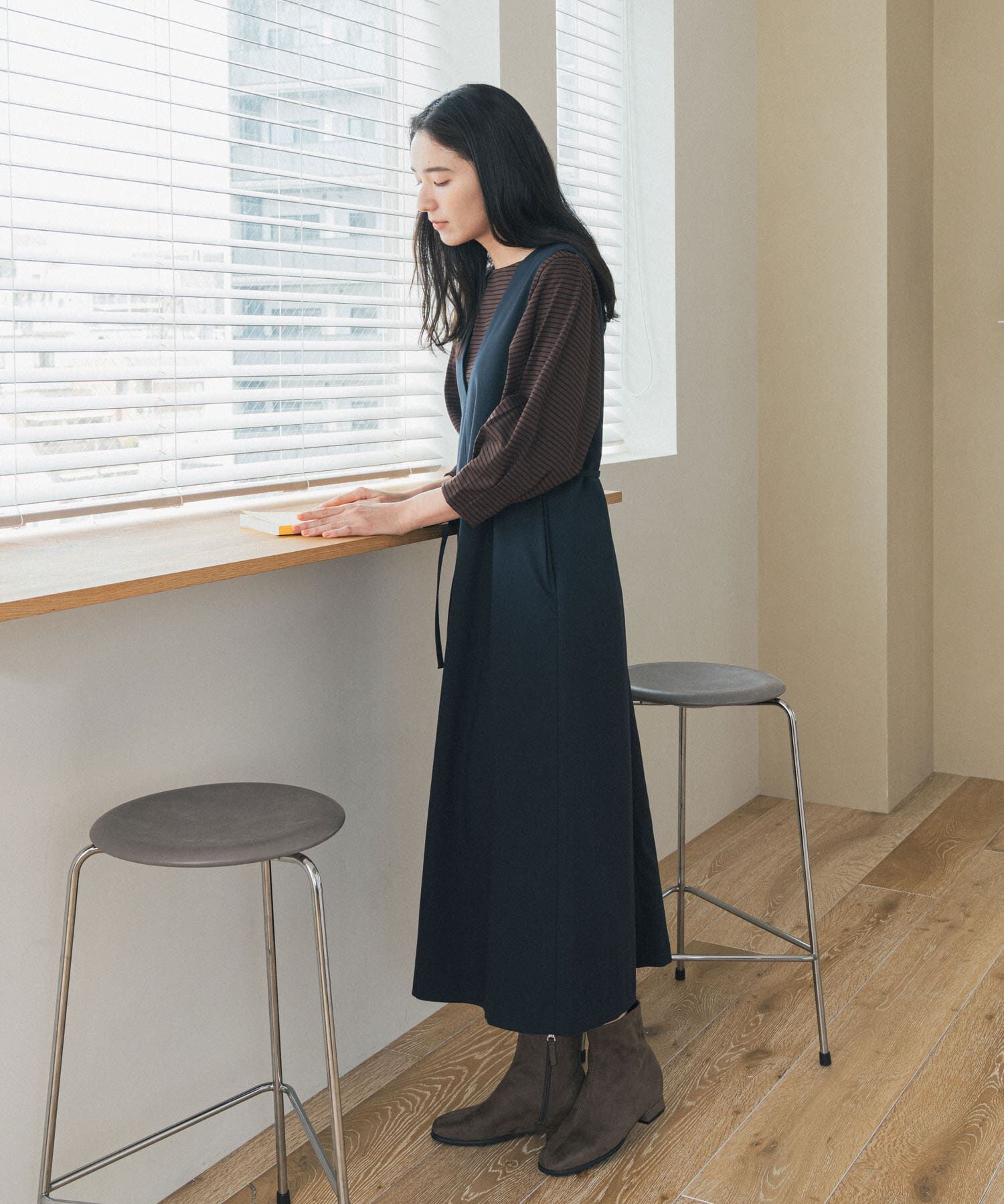 URBAN RESEARCH DOORS「タックスリーブボーダープルオーバー」|Tシャツ・カットソー|