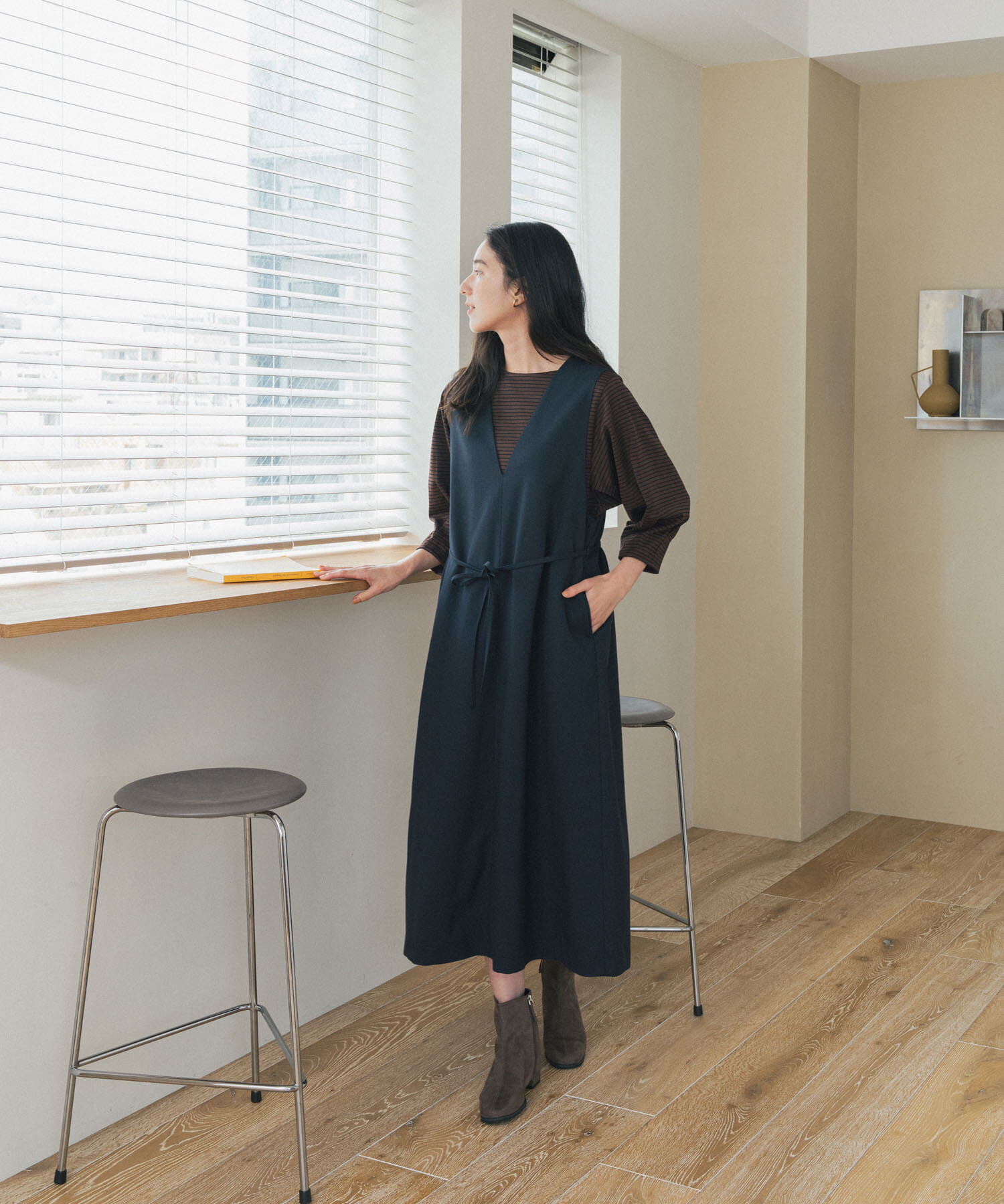 URBAN RESEARCH DOORS「タックスリーブボーダープルオーバー」|Tシャツ・カットソー|