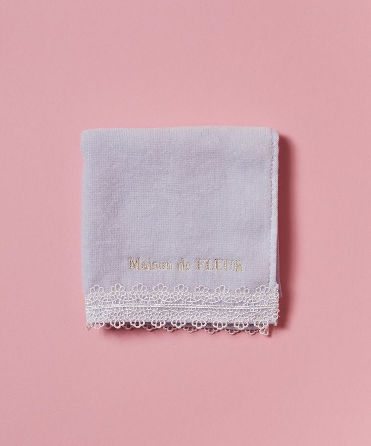 Maison de FLEUR「アンダーレースタオルハンカチ」|ハンカチ|ブルー