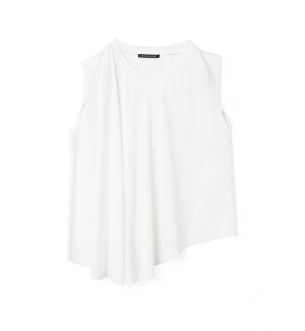 mizuiro ind「mizuiro ind Vネックアシンメトリーノースリーブプルオーバー」|Tシャツ・カットソー|