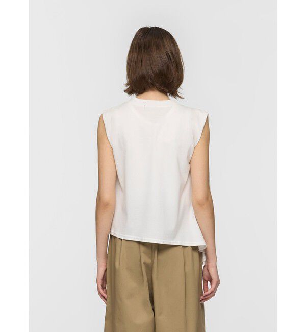 mizuiro ind「mizuiro ind Vネックアシンメトリーノースリーブプルオーバー」|Tシャツ・カットソー|