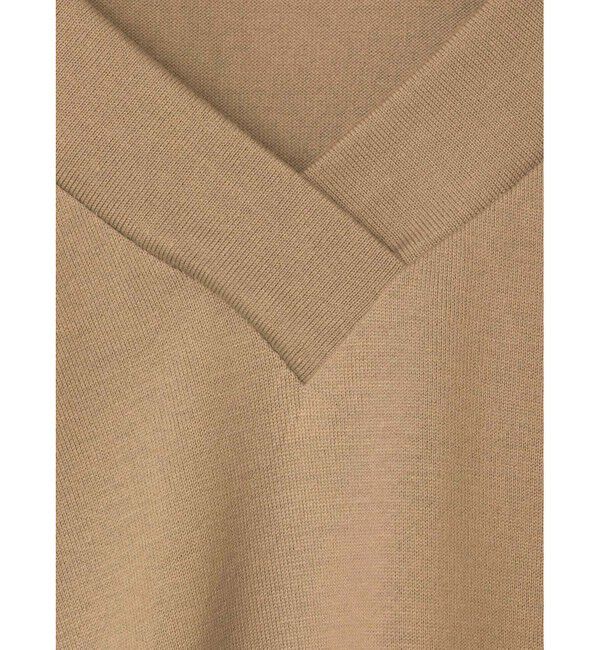 mizuiro ind「mizuiro ind Vネックアシンメトリーノースリーブプルオーバー」|Tシャツ・カットソー|