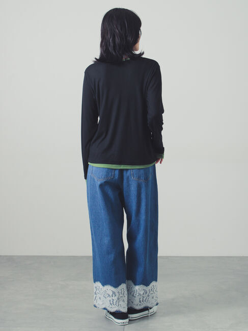 Samansa Mos2「シアー配色コンビカットソー」|Tシャツ・カットソー|