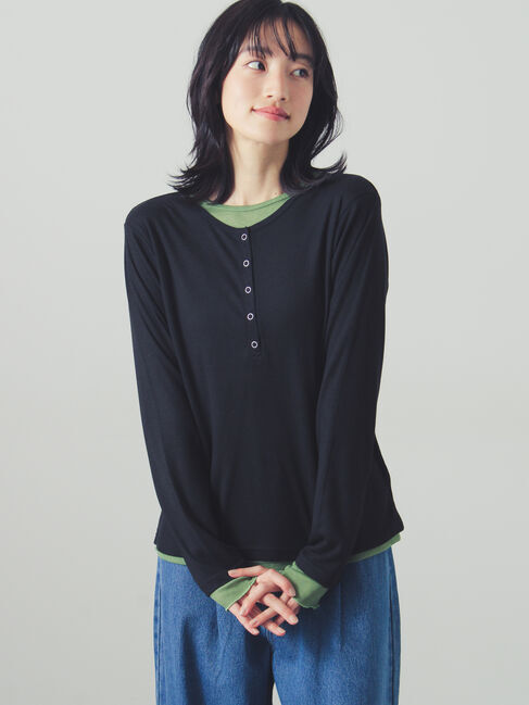 Samansa Mos2「シアー配色コンビカットソー」|Tシャツ・カットソー|