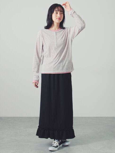 Samansa Mos2「シアー配色コンビカットソー」|Tシャツ・カットソー|