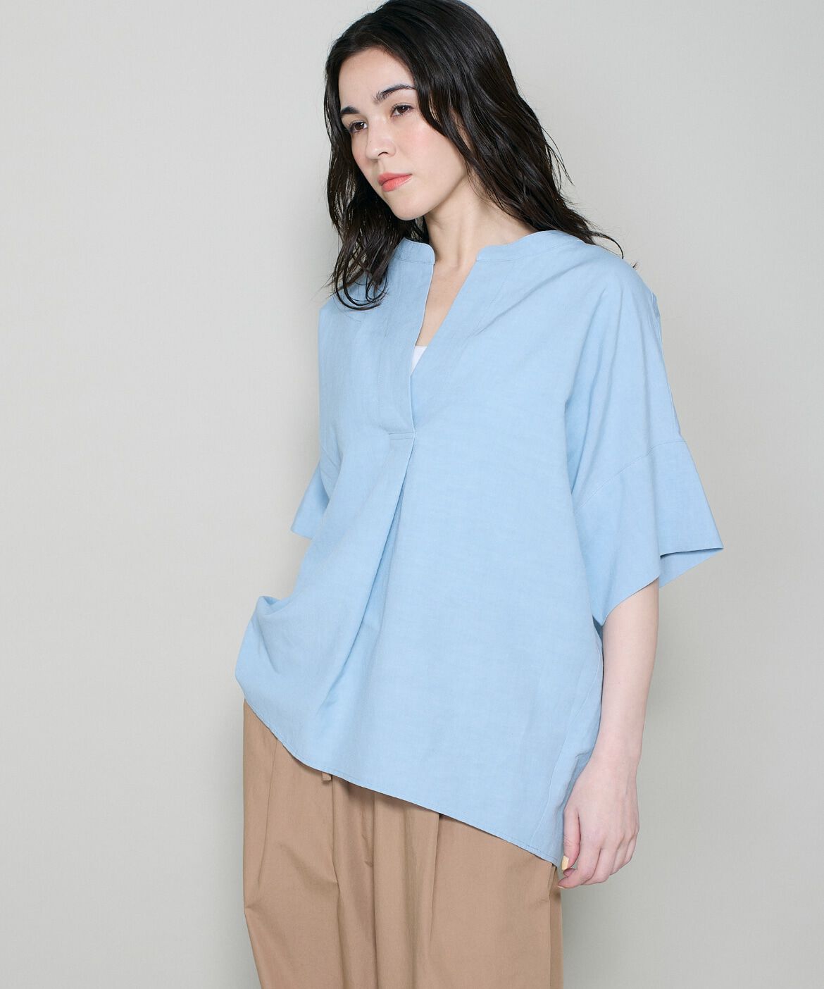 DAY by DAY it&rsquo;s international「ﾘﾈﾝｵｰﾊﾞｰｻｲｽﾞｽｷｯﾊﾟｰｼｬﾂ|華奢見え叶うｵｰﾊﾞｰｻ」|シャツ・ブラウス|サックス3