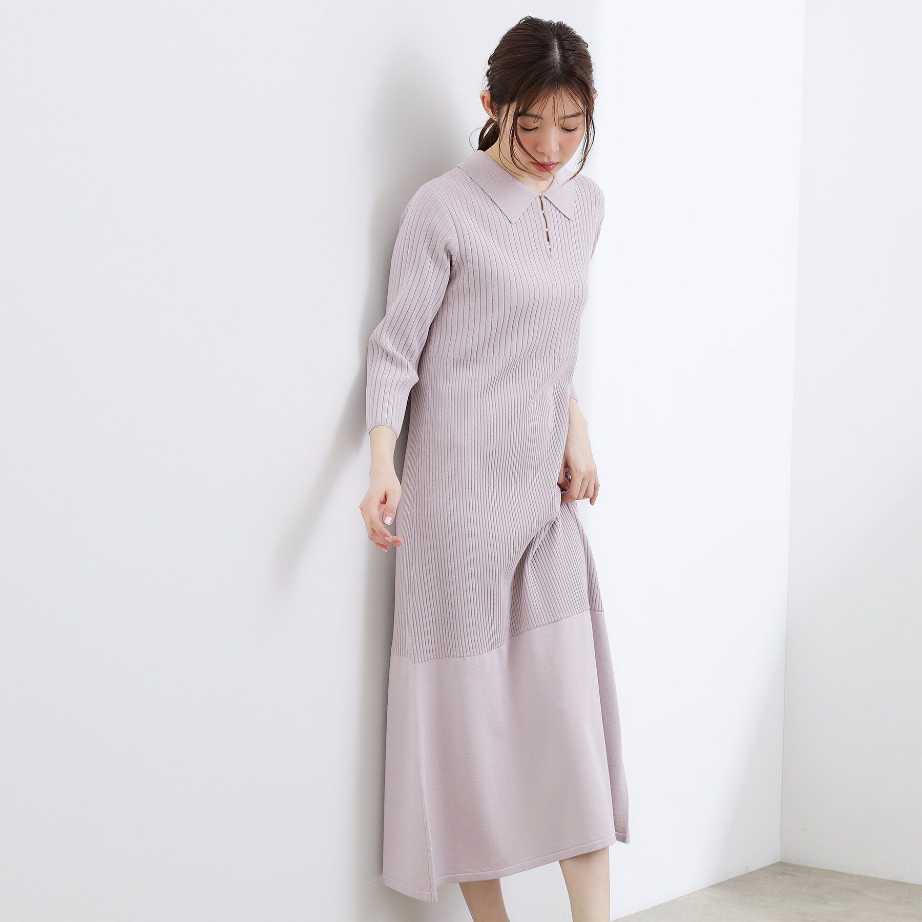 grove「高評価！【洗える】大人の上品ポロニットワンピース」|ワンピース|