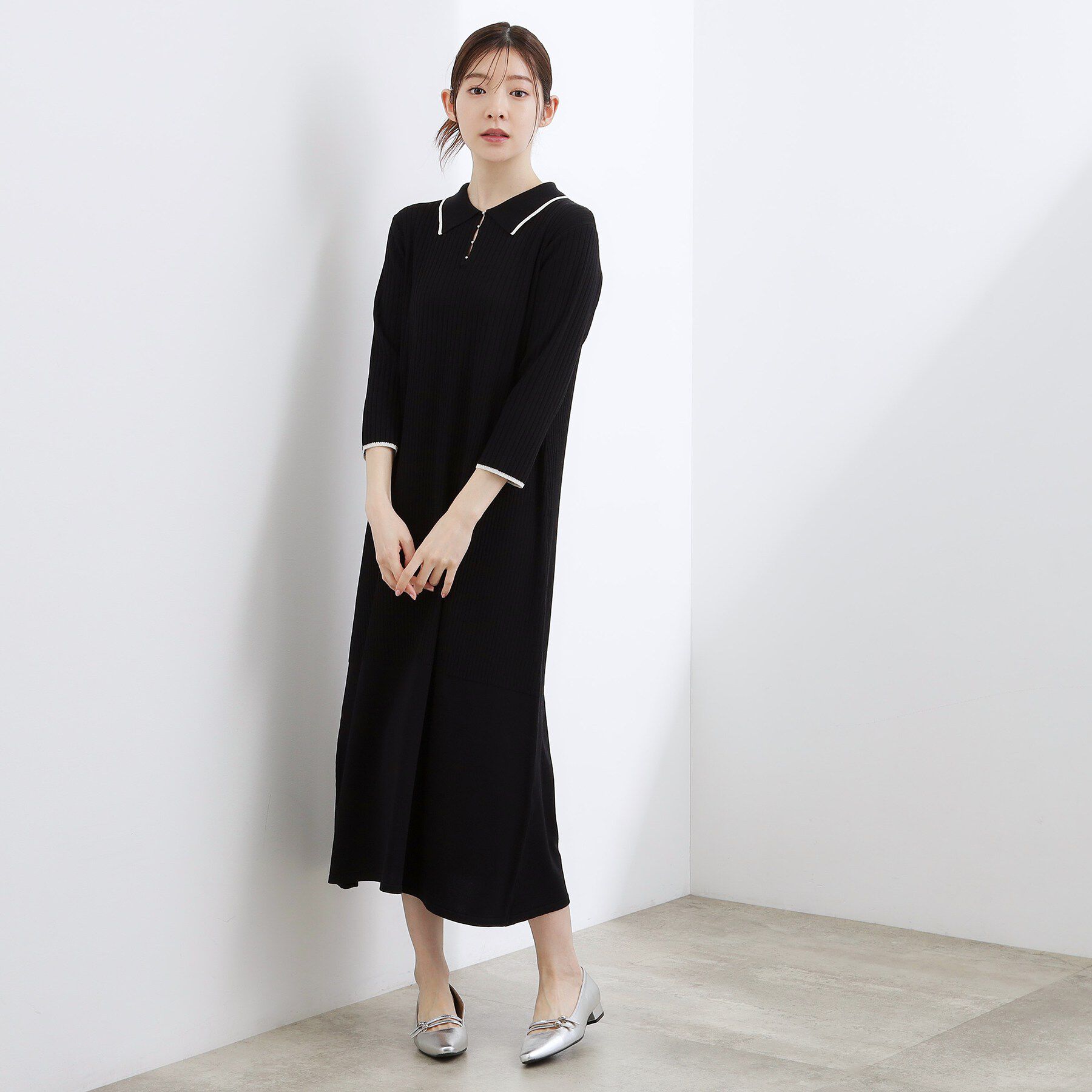 grove「高評価！【洗える】大人の上品ポロニットワンピース」|ワンピース|