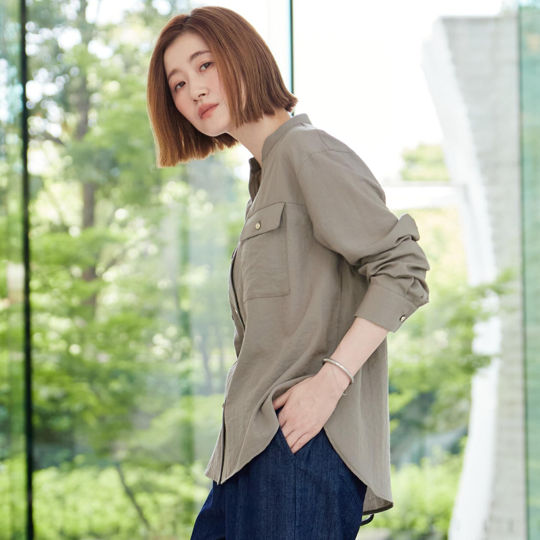 grove「ワークポケット付スキッパーシャツ」|シャツ・ブラウス|
