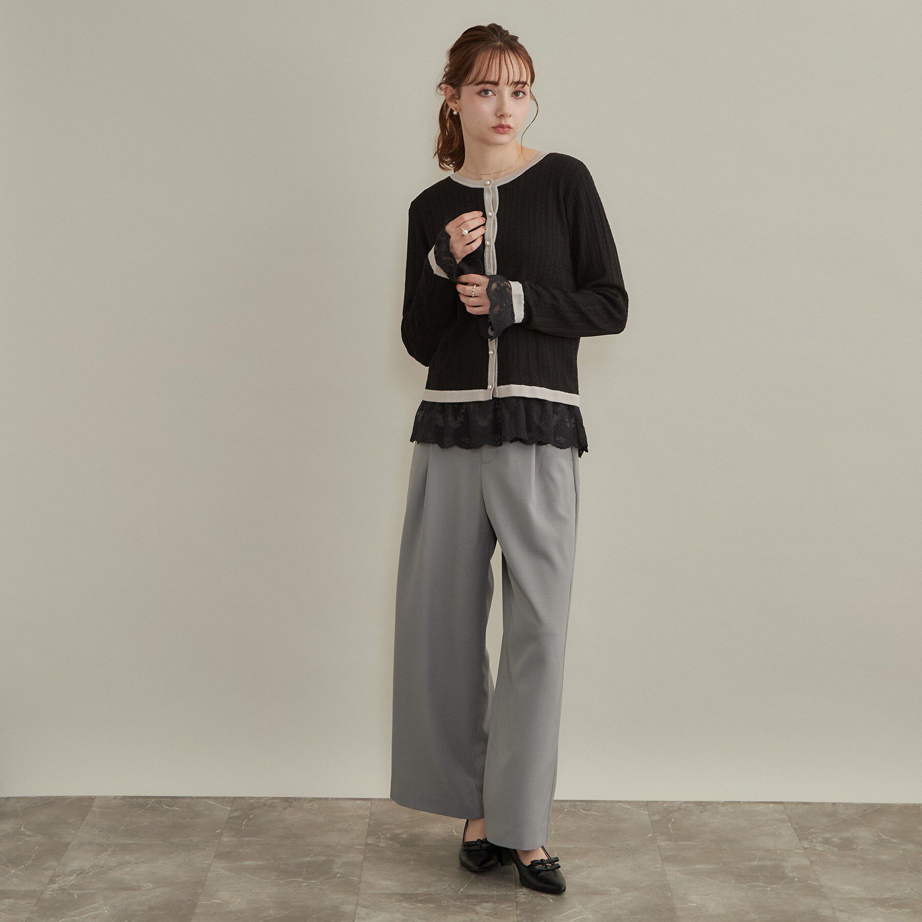 Couture broach「【重ね着で楽しめる・洗濯機可】レース レイヤードトップス」|Tシャツ・カットソー|