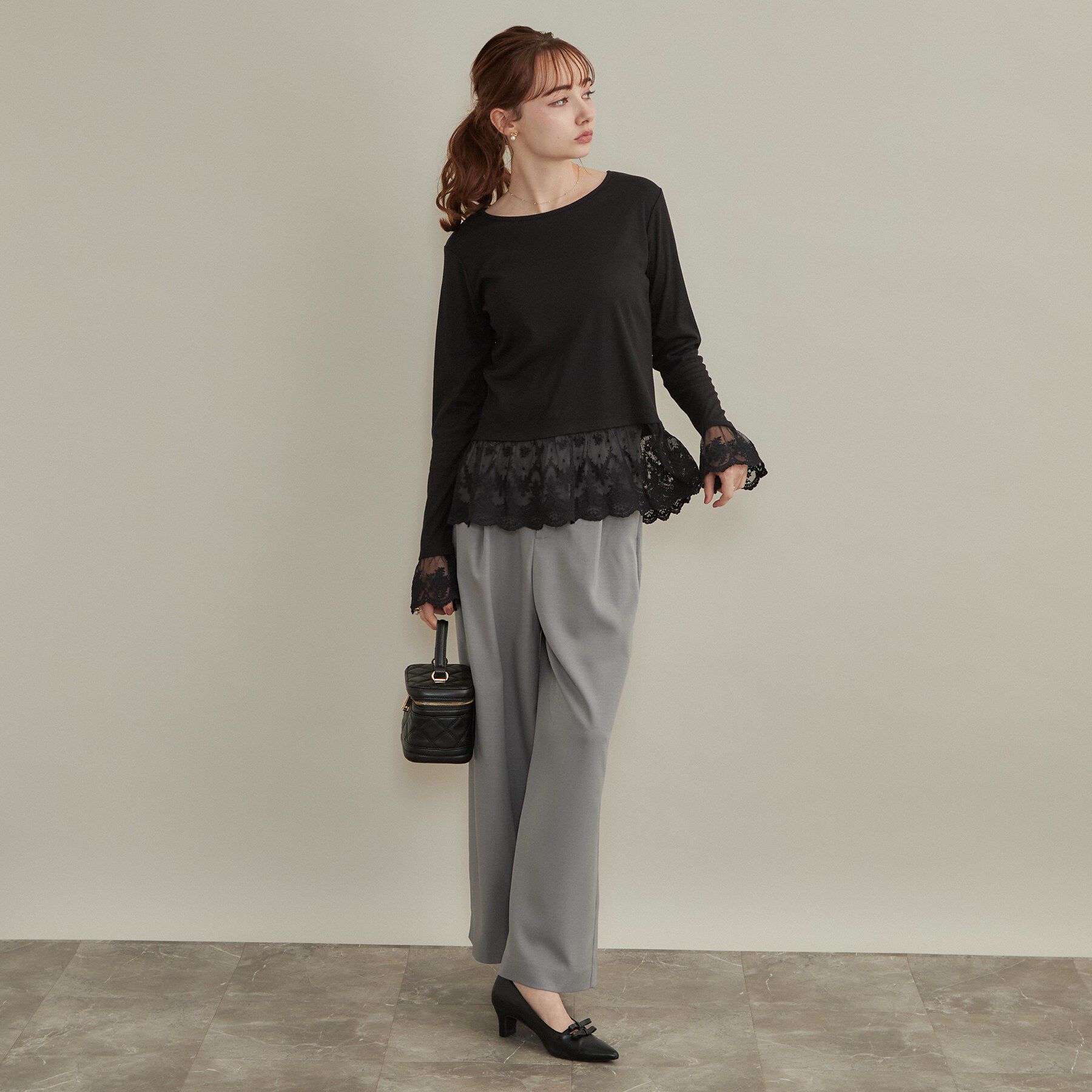 Couture broach「【重ね着で楽しめる・洗濯機可】レース レイヤードトップス」|Tシャツ・カットソー|