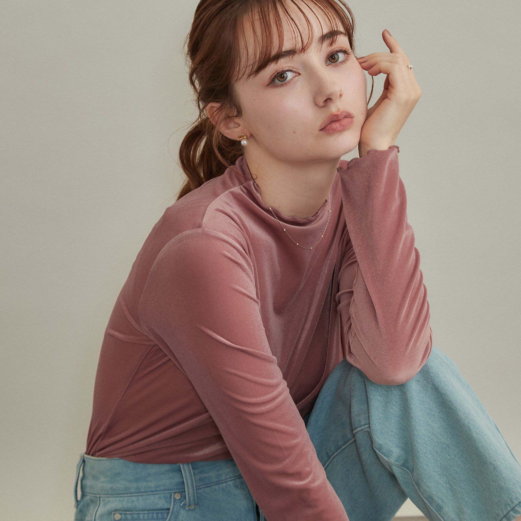 Couture broach「【上品な透け感・洗濯機可】シアーベロアトップス」|Tシャツ・カットソー|