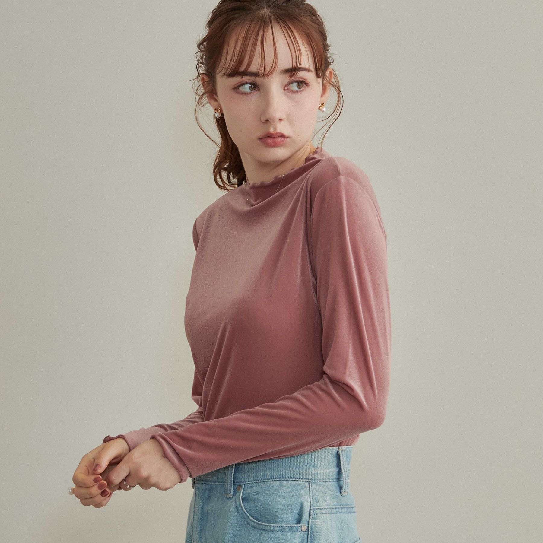 Couture broach「【上品な透け感・洗濯機可】シアーベロアトップス」|Tシャツ・カットソー|
