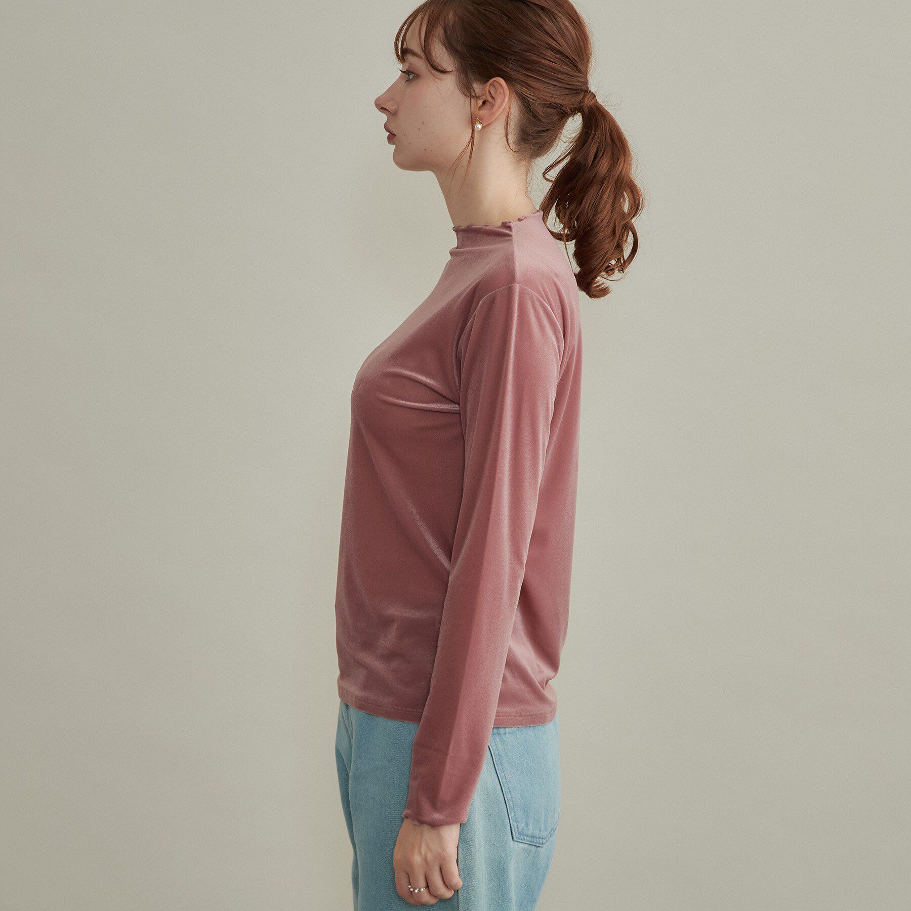 Couture broach「【上品な透け感・洗濯機可】シアーベロアトップス」|Tシャツ・カットソー|