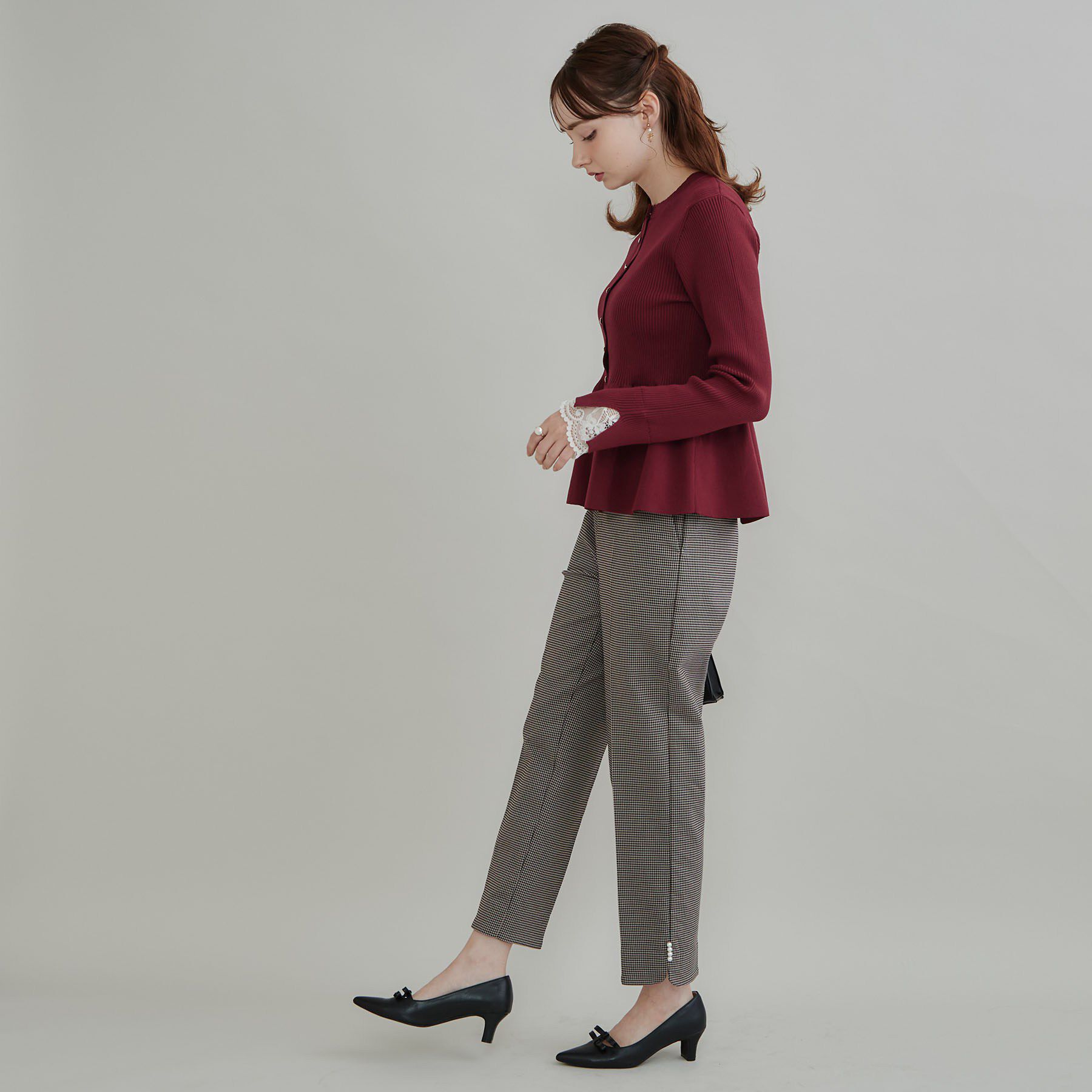 Couture broach「【上品見えの袖レース】ペプラム カーディガン」|カーディガン|
