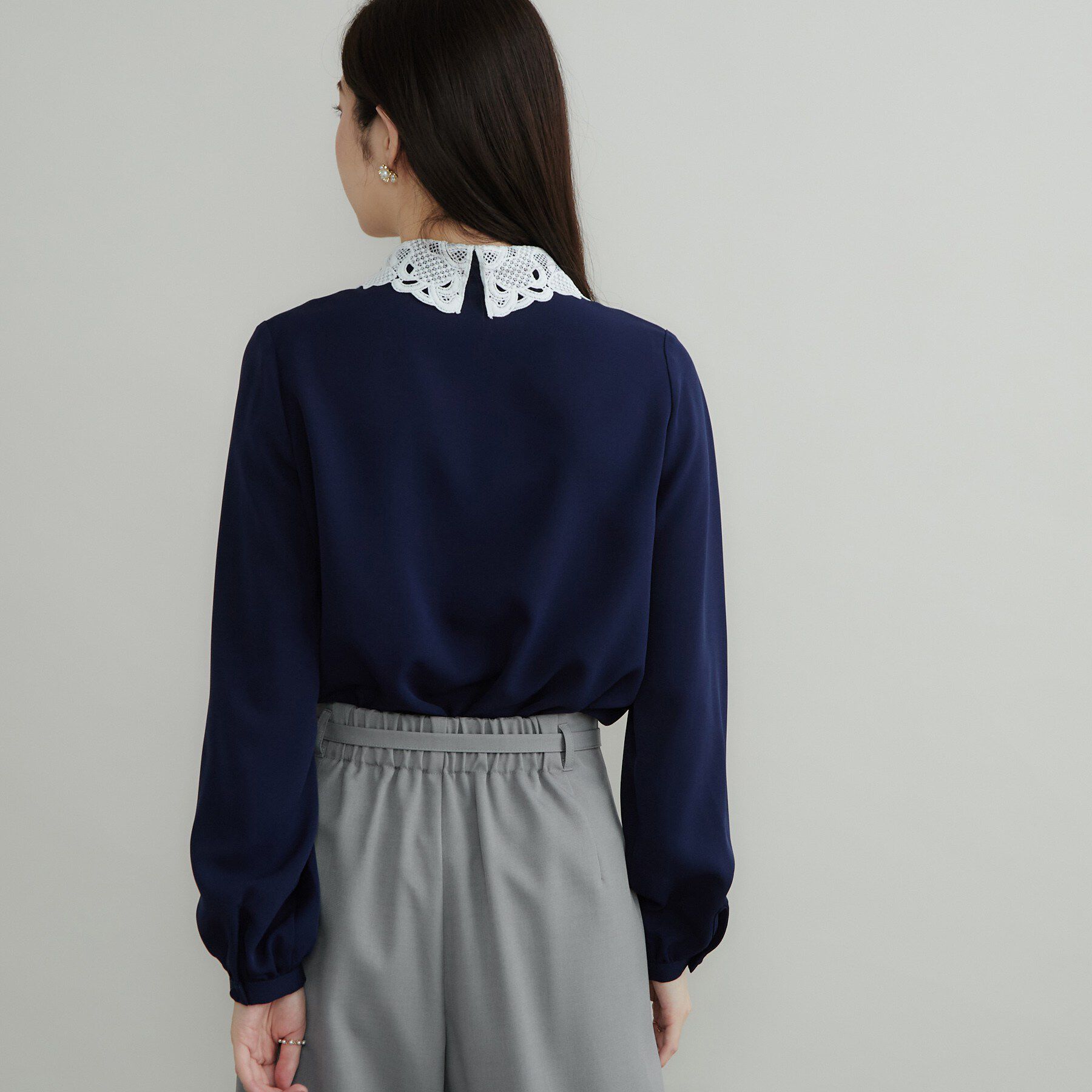 Couture broach「【お顔まわり彩る】レース衿ジョーゼットブラウス」|シャツ・ブラウス|