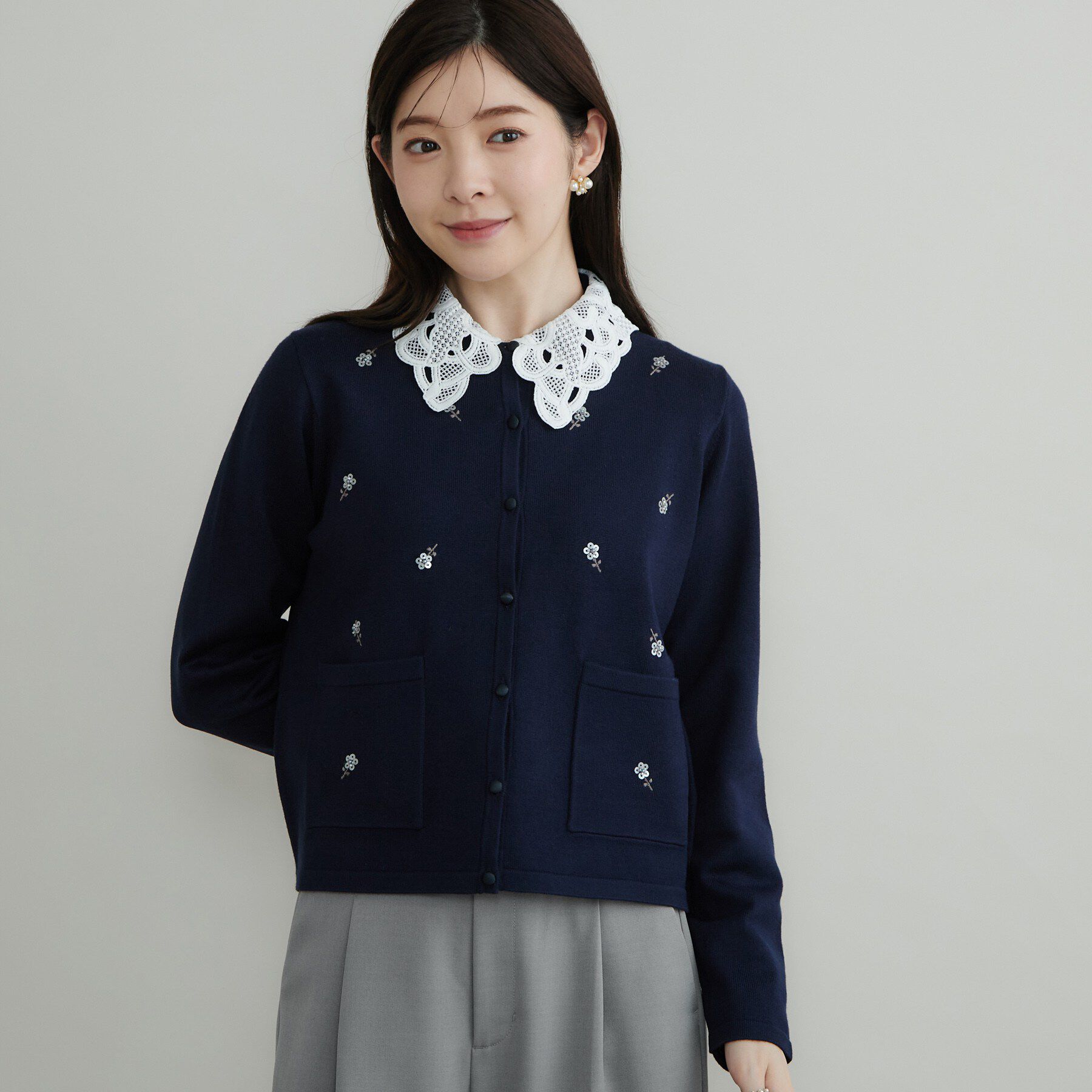 Couture broach「【お顔まわり彩る】レース衿ジョーゼットブラウス」|シャツ・ブラウス|