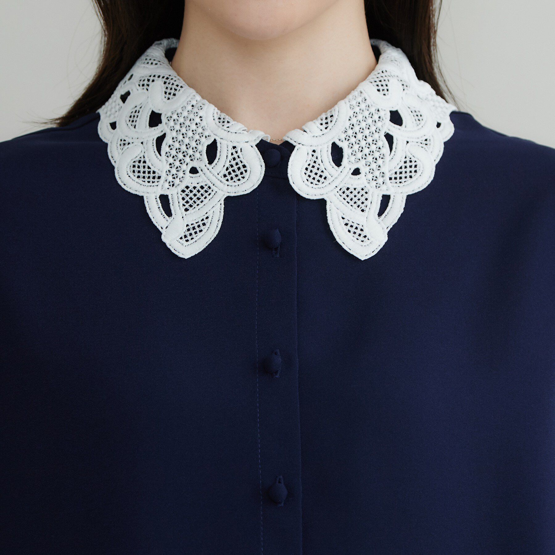 Couture broach「【お顔まわり彩る】レース衿ジョーゼットブラウス」|シャツ・ブラウス|