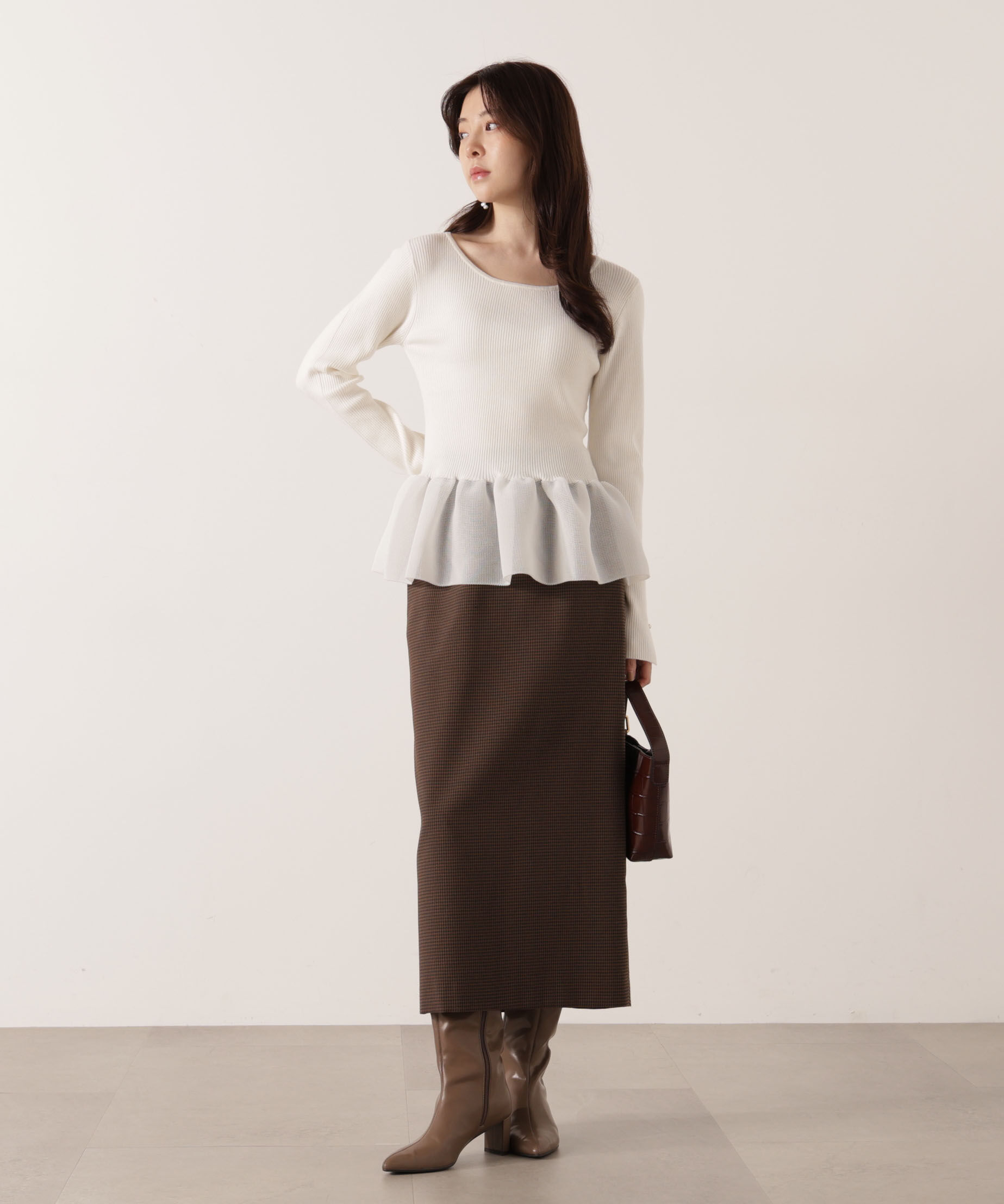 PROPORTION BODY DRESSING「ギンガムナロータイトスカート 25AW」|スカート|