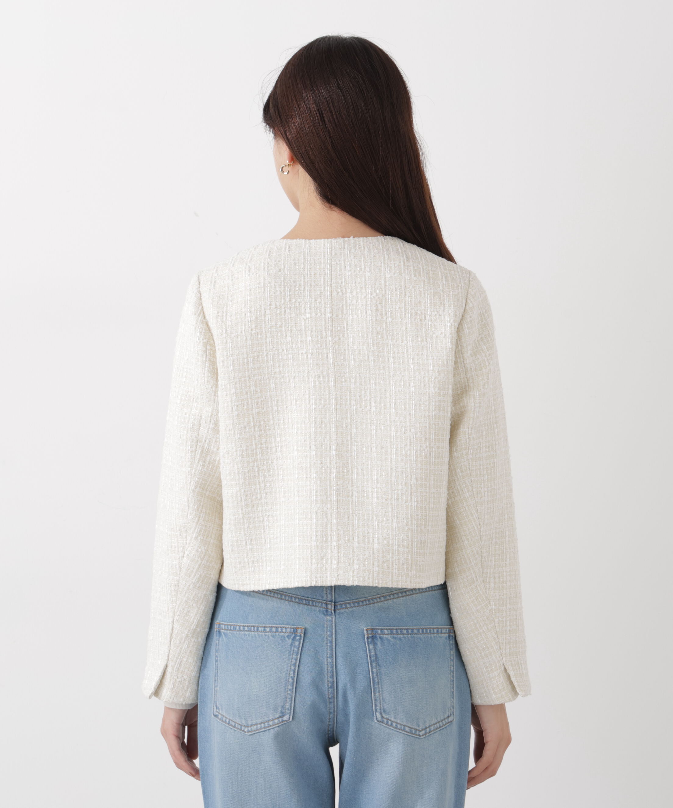 PROPORTION BODY DRESSING「ノーカラーツイードジャケット　26SS」|ブルゾン・スタジャン|