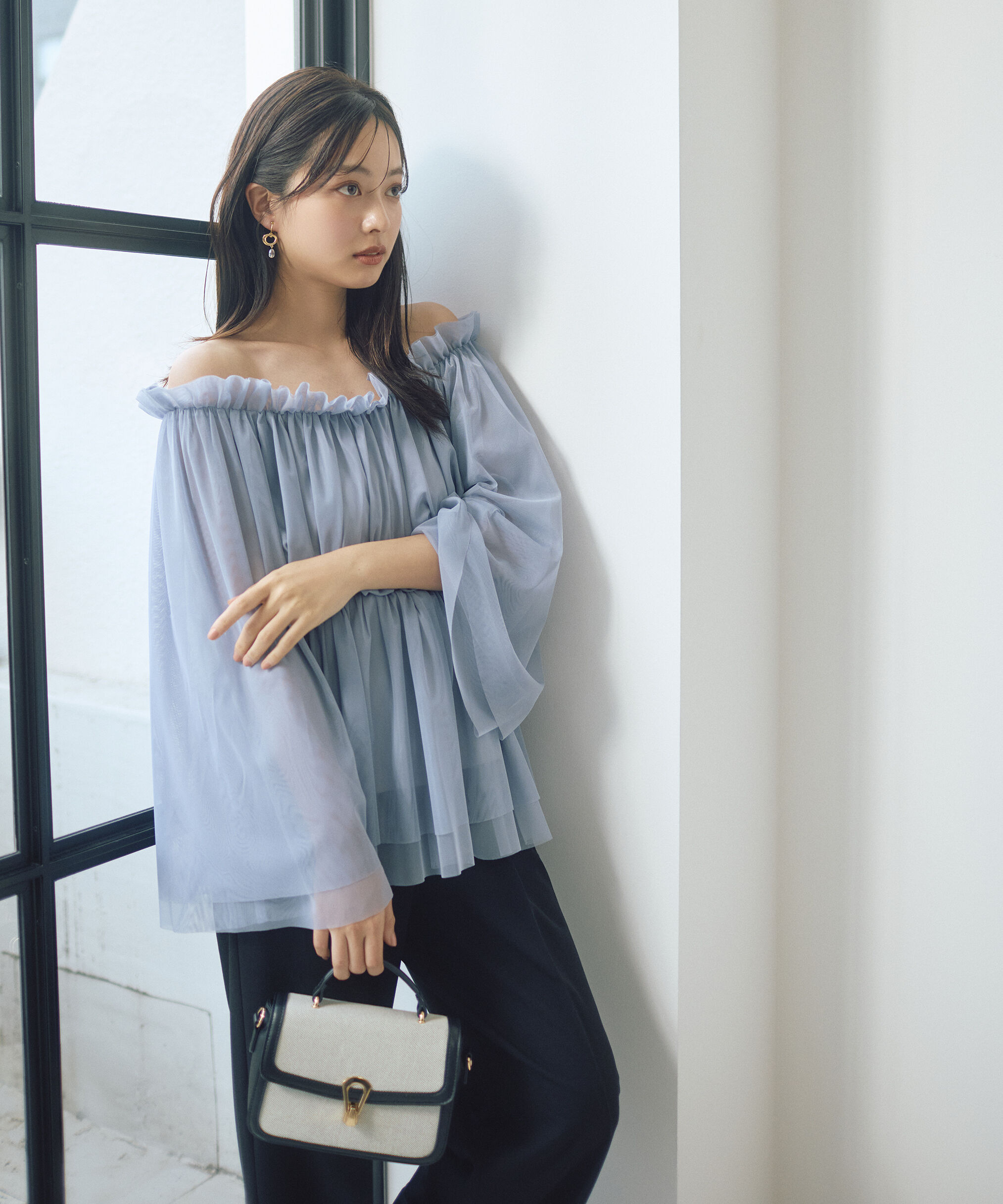 PROPORTION BODY DRESSING「チュールスリーブフレアブラウス　26SS」|シャツ・ブラウス|