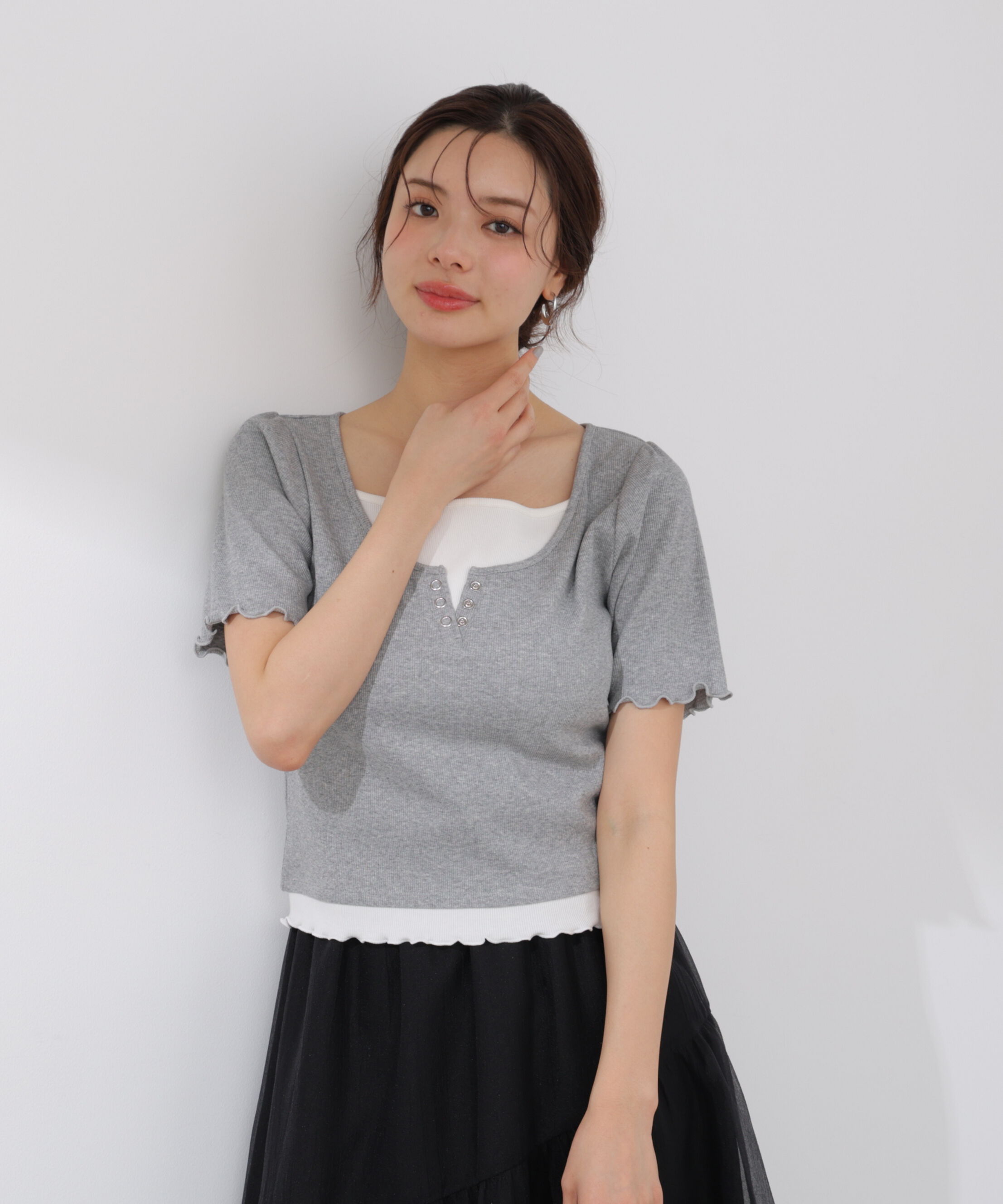 PROPORTION BODY DRESSING「見せかけヘンリーネックカットソー」|Tシャツ・カットソー|