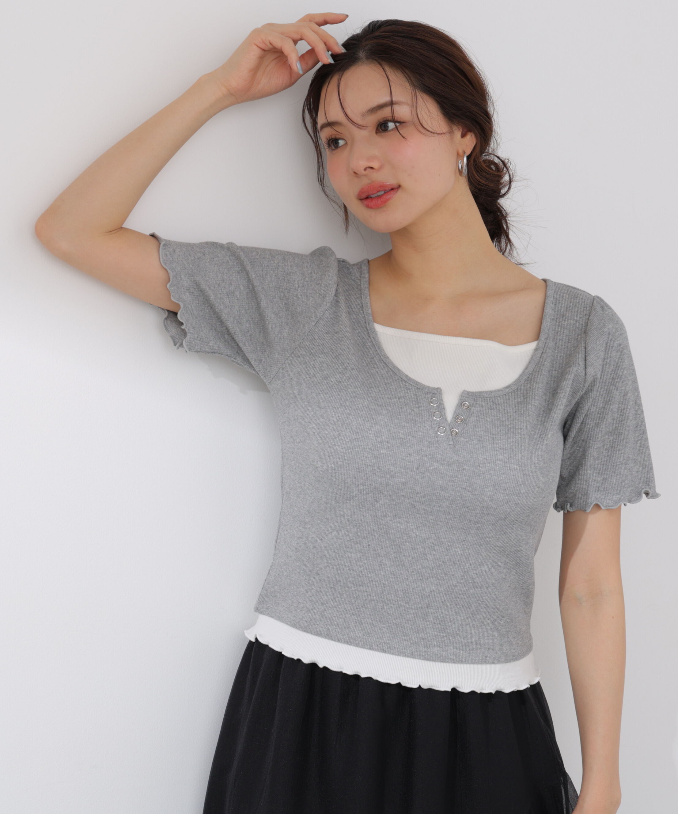 PROPORTION BODY DRESSING「見せかけヘンリーネックカットソー」|Tシャツ・カットソー|