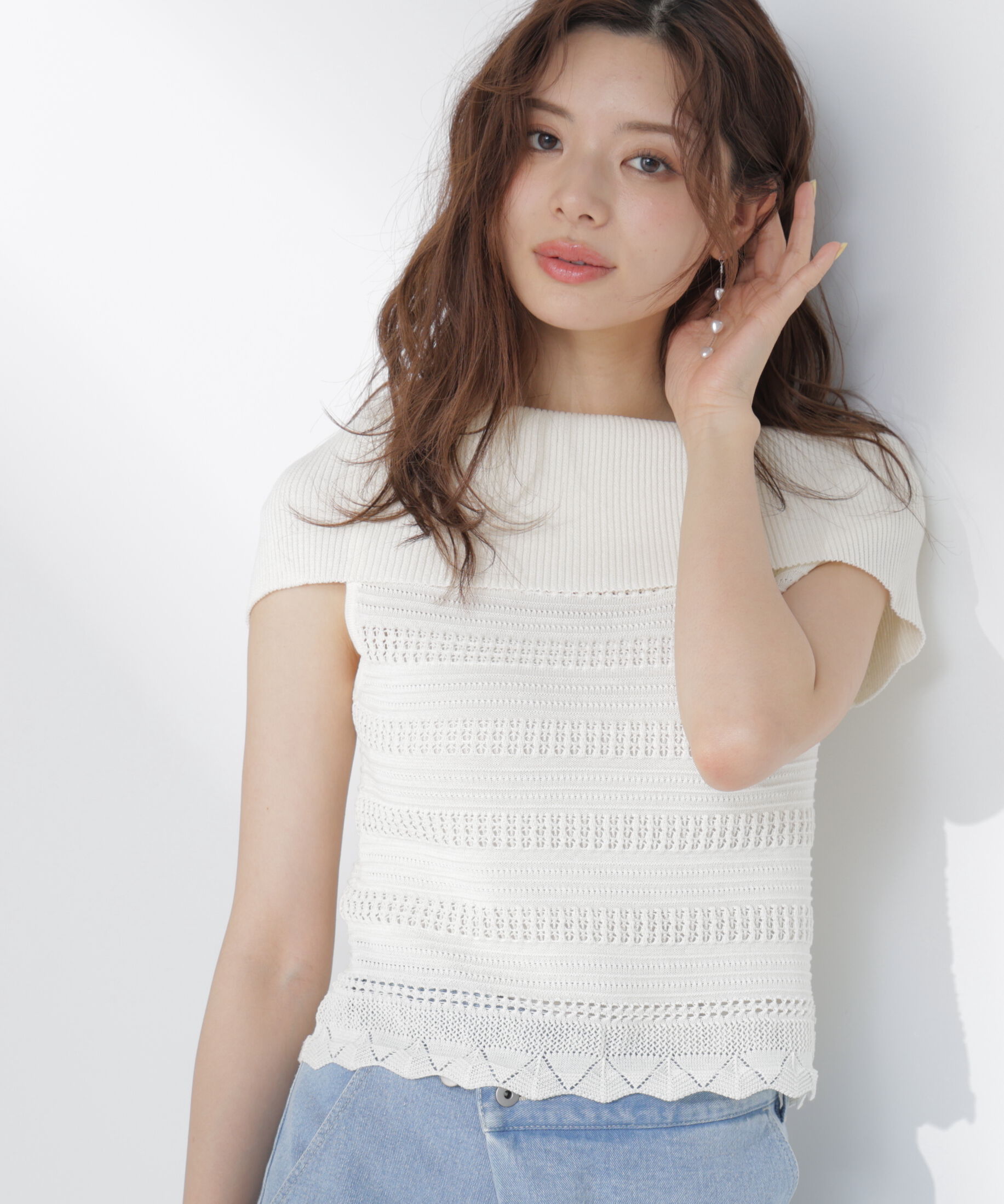 PROPORTION BODY DRESSING「＜中川紅葉さん着用＞透かし編みオフショルセットアップ」|ワンピース|