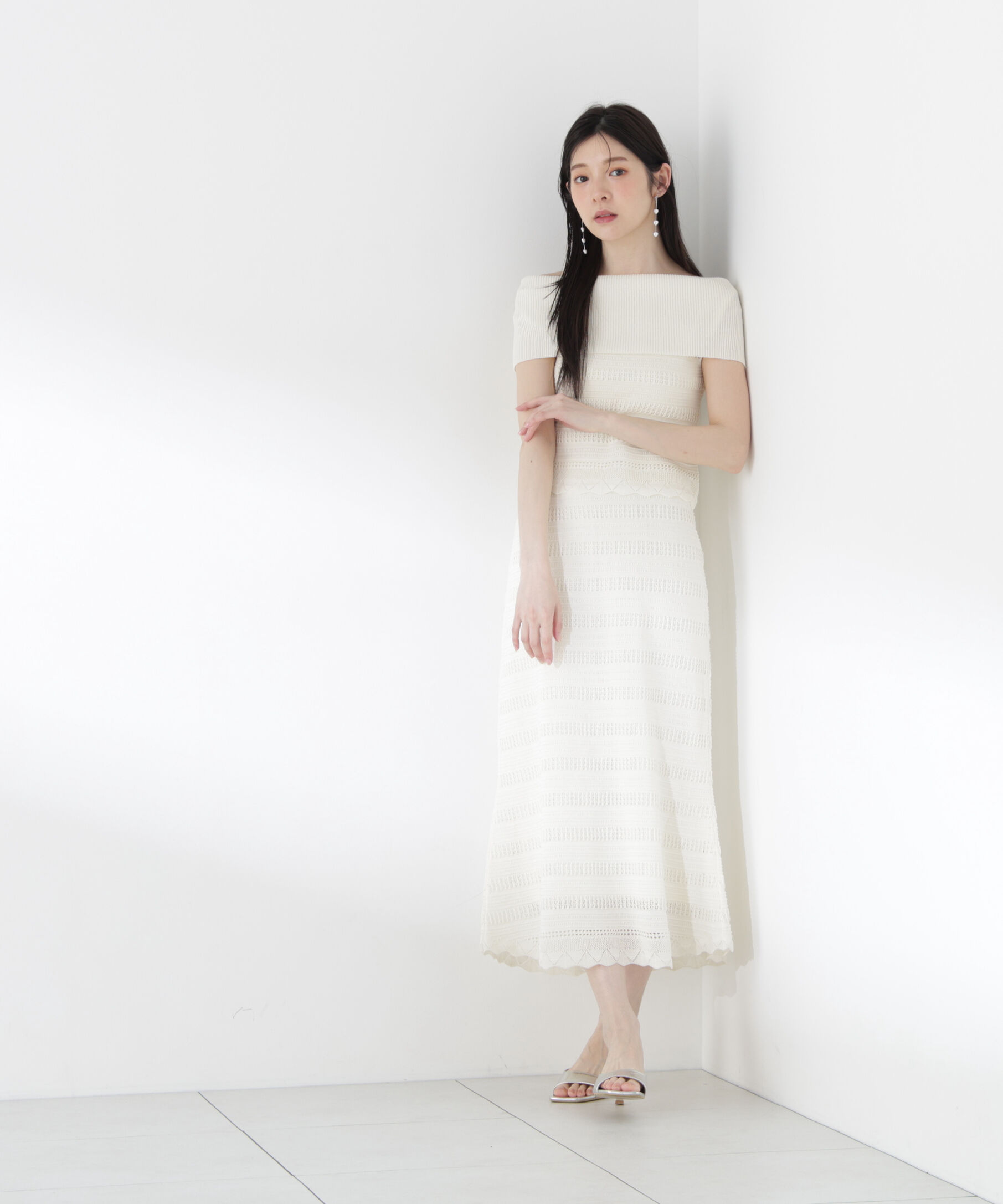 PROPORTION BODY DRESSING「＜中川紅葉さん着用＞透かし編みオフショルセットアップ」|ワンピース|