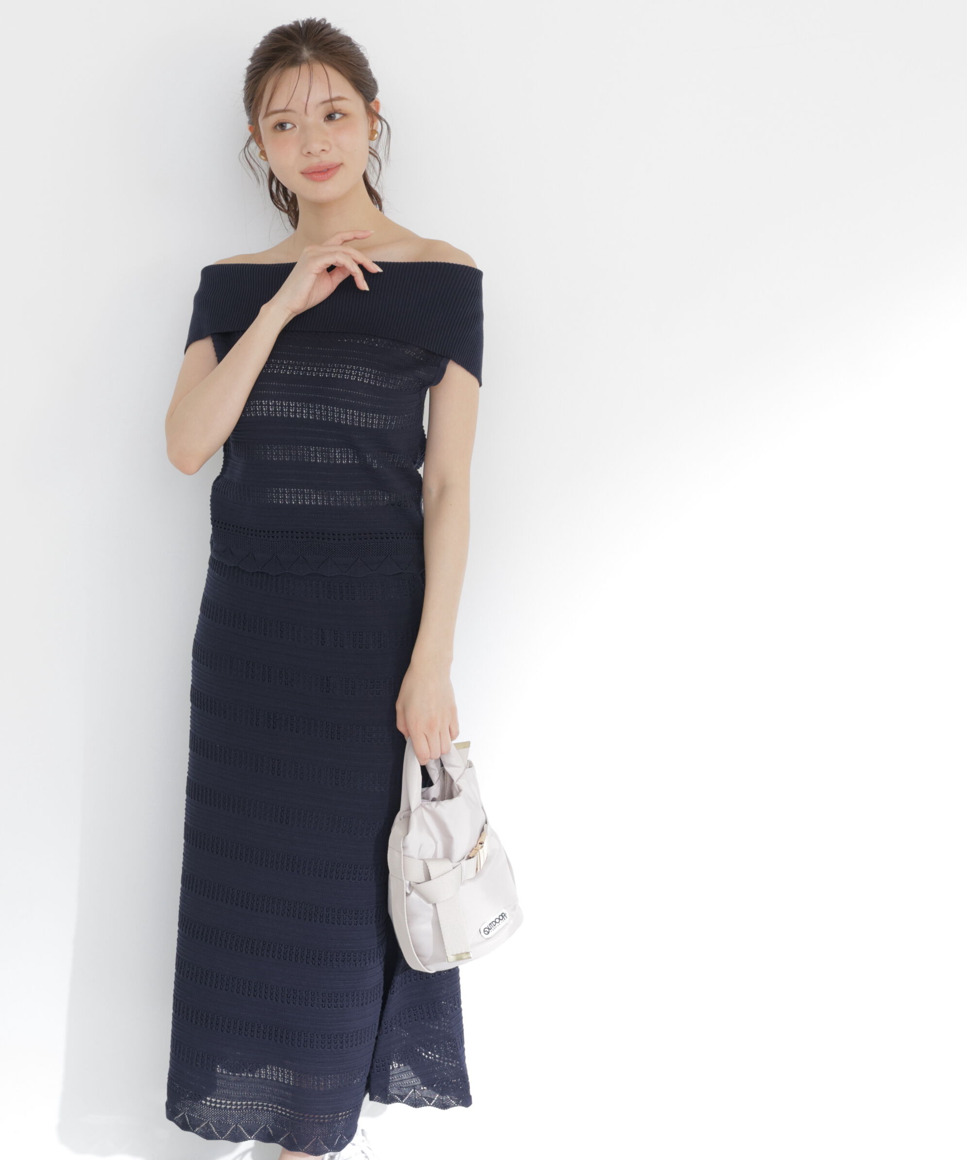PROPORTION BODY DRESSING「＜中川紅葉さん着用＞透かし編みオフショルセットアップ」|ワンピース|