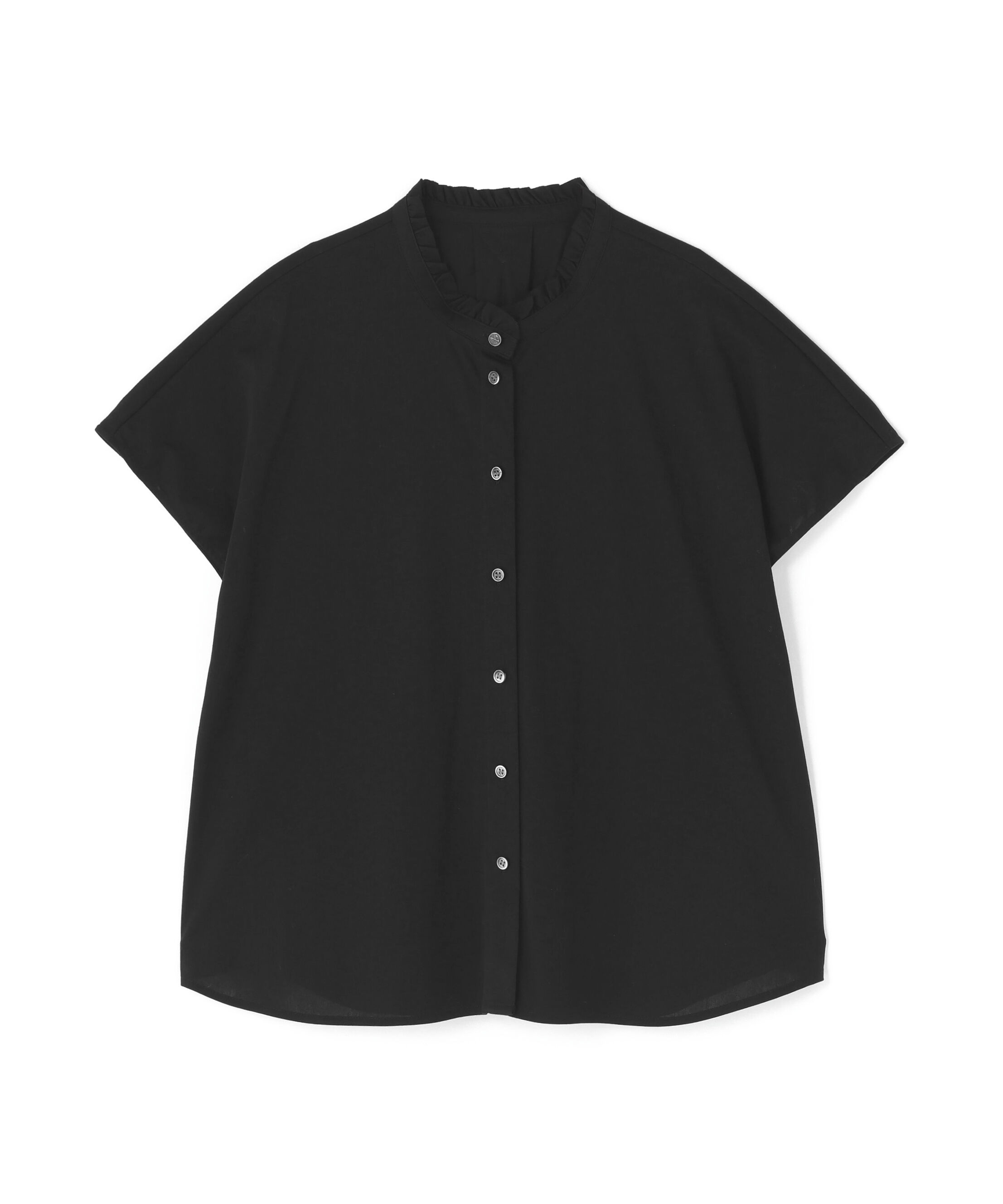 「《大人気追加入荷！ / 洗える》ライトカットソースタンドフリルブラウス」|Tシャツ・カットソー|ブラック