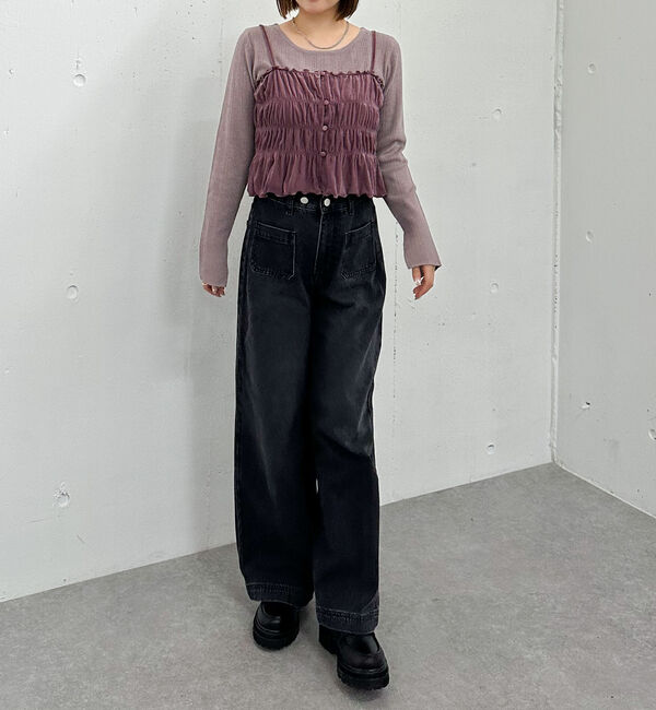archives「ベロアシャーリングビスチェ&times;リブニットプルオーバーＳＥＴ」|カーディガン|